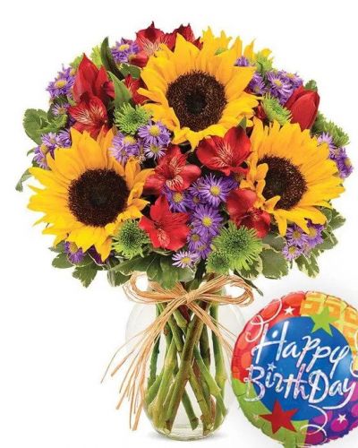 <p>Celebrate a birthday with a flower bouquet inspired by the essence of Europe, paired with a Happy Birthday balloon. They'll love the colors and festive flowers! You'll love their happy smile!</p>